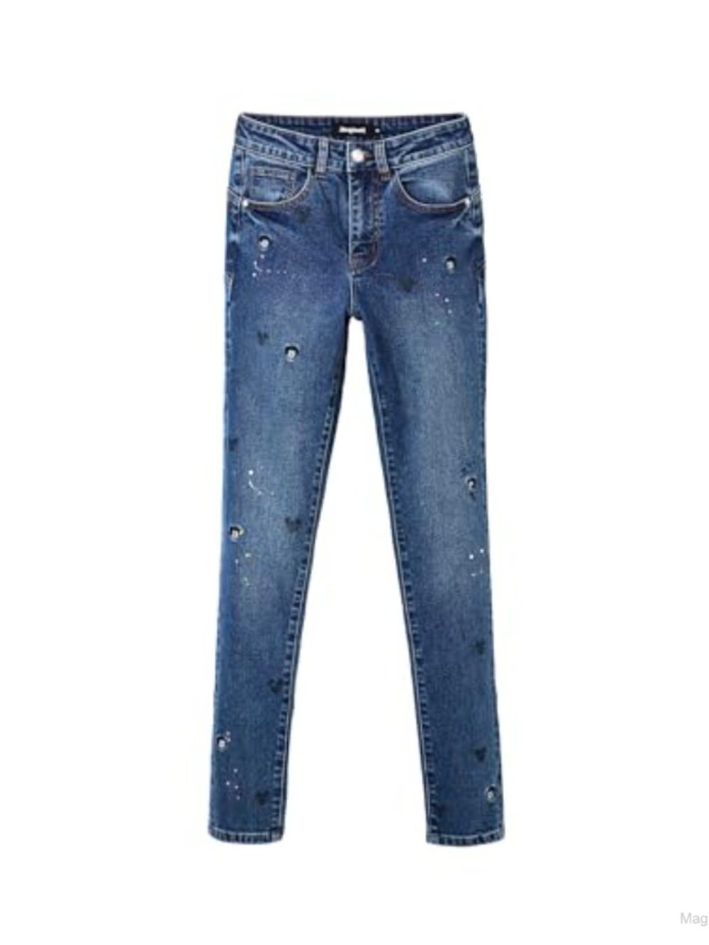 Desigual Women's Straight Leg Jeans Mid Rise Stretch Denim Ankle Length